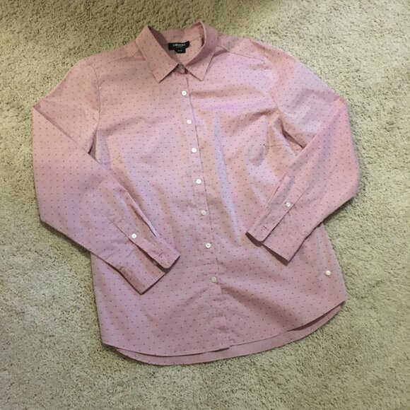 Olsen Europe Micro Polka Dot Cotton Blend Dress Shirt - Picture 12 of 16